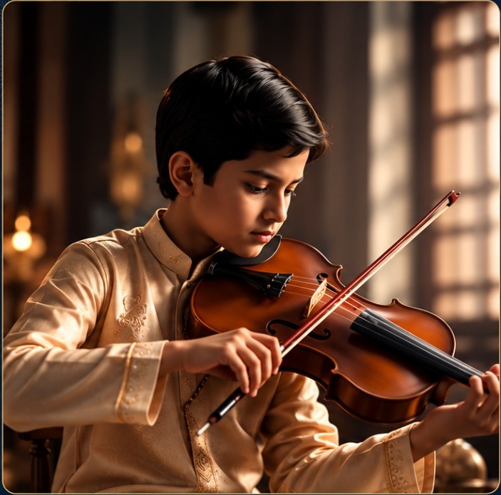 Young musician playing violin